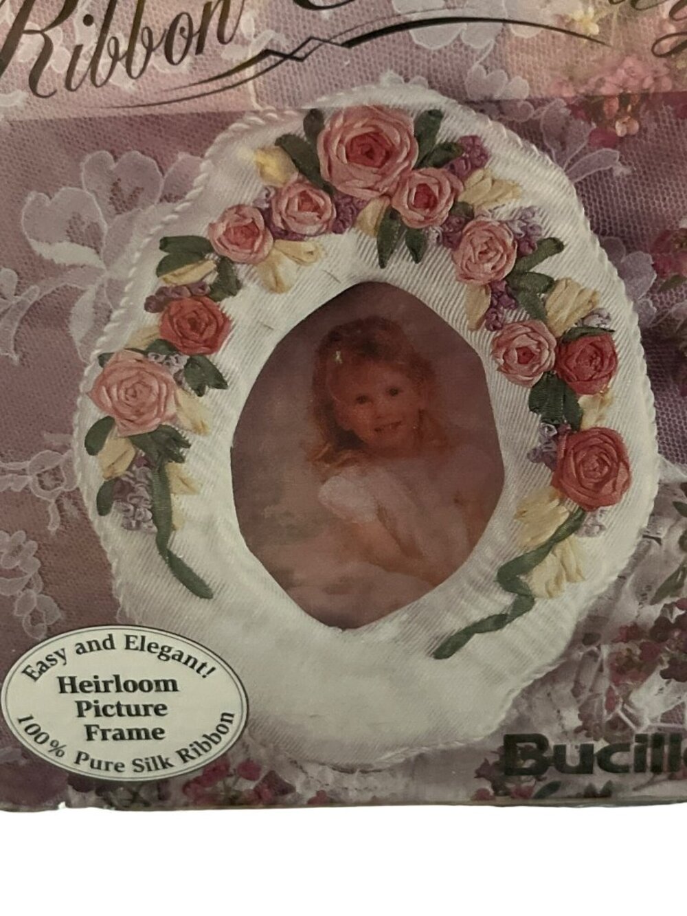 Vintage Bucilla Silk Ribbon Embroidery Kit Memories Abloom Frame 1995 NEW - Picture 6 of 9